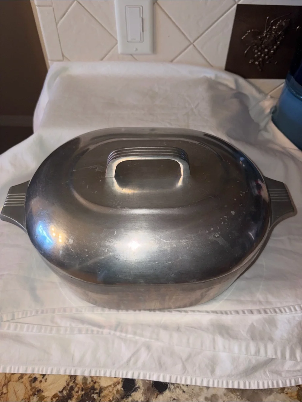 Vtg Wagner Ware Sidney -O- Magnalite 4265-P oval roaster (8- quart) With trivet